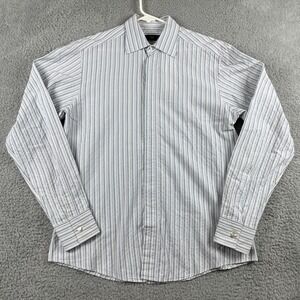 Zegna City Shirt Mens 41/16 Blue Hidden Buttons Real Real Authentinticated